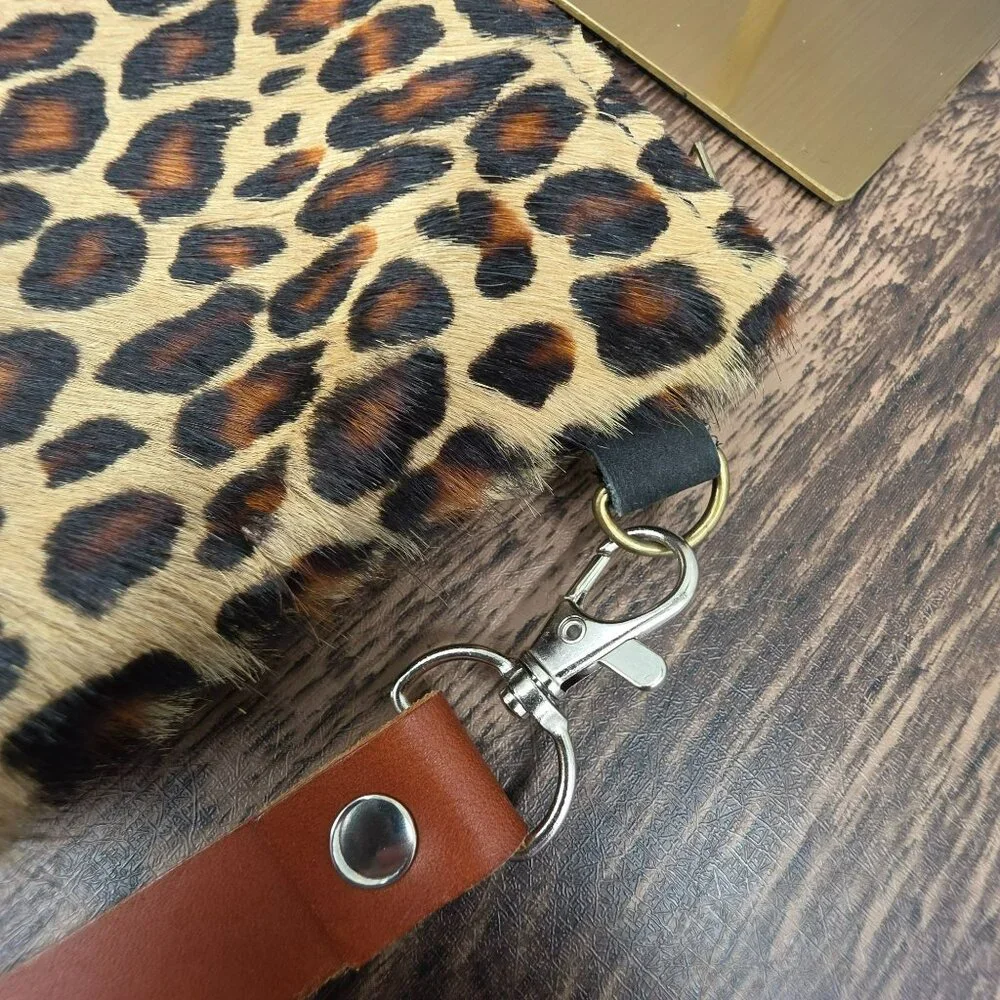 UWakstar Designs Leopard Calf Hair Wristlet Clutch Small Animal Print Mob Wife